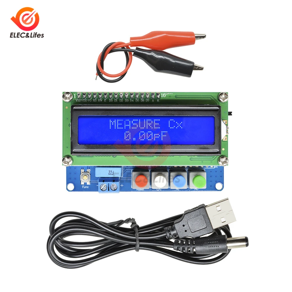 LCD Backlight Digital Capacitance meter Capacitor inductance TESTER LC100-A Meter 1pF-100mF 1uH-100H + Crocodile Clip Test wire