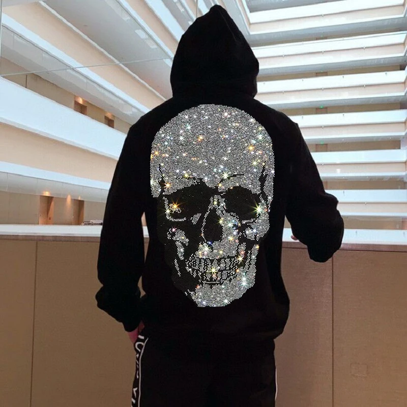 Basketball Men's Hoodie Trend Autumn Winter New Sports Fitness Leisure Loose Skull Pullover Jacket Fleece