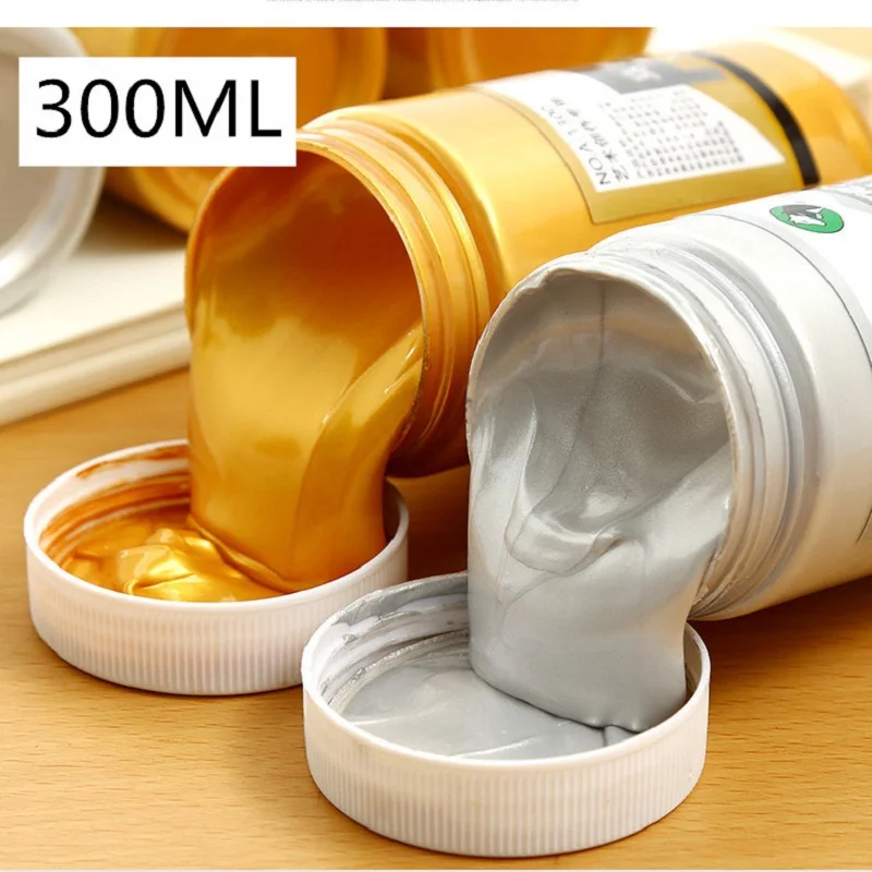 Gold/Silver Bottled Acrylic Paint Pigment Art Painting Silk Screen Printing Mesh Transfer Stencil Ink For DIY Clothes Backpack