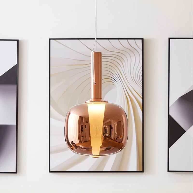 Dusk Dawn Pendant Light Art Decor designer glass pendant lamp design Bed side Restaurant Bar office shop chrome rose gold light