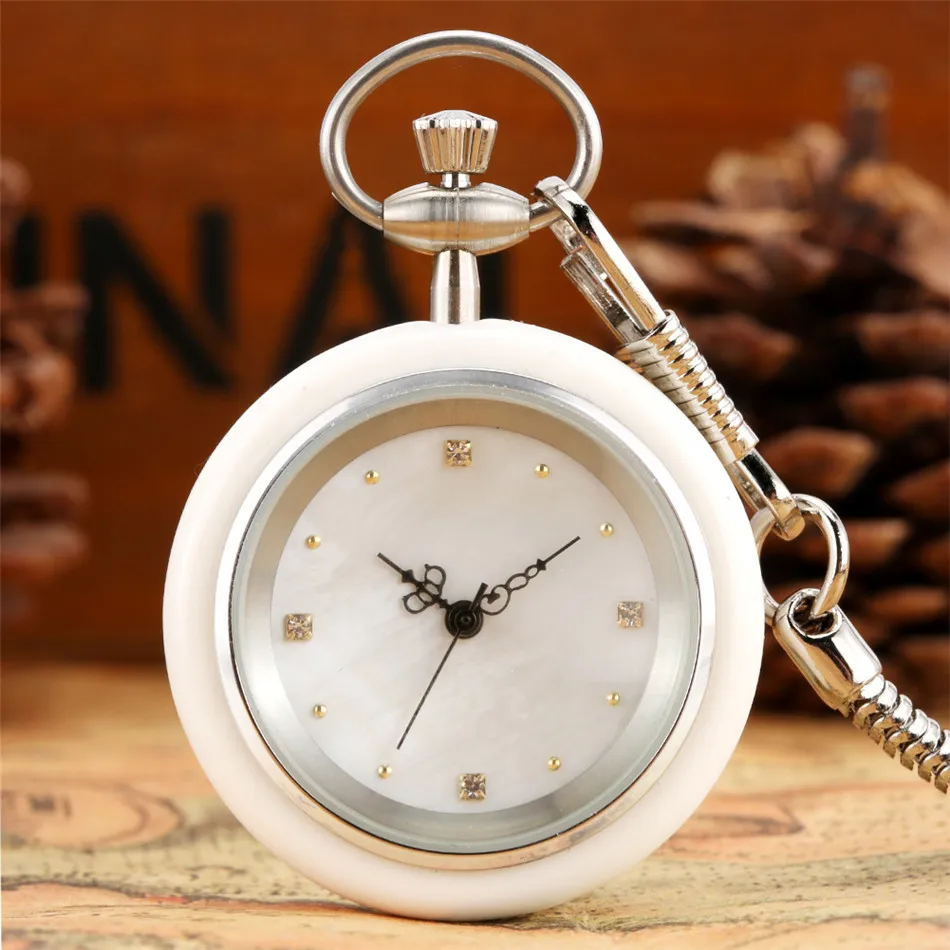 Minimalist Retro Green/White Jade Quartz Pocket Watch Silver Snake Pocket Chain Pendant Antique Pocket Clock Gift Men Women