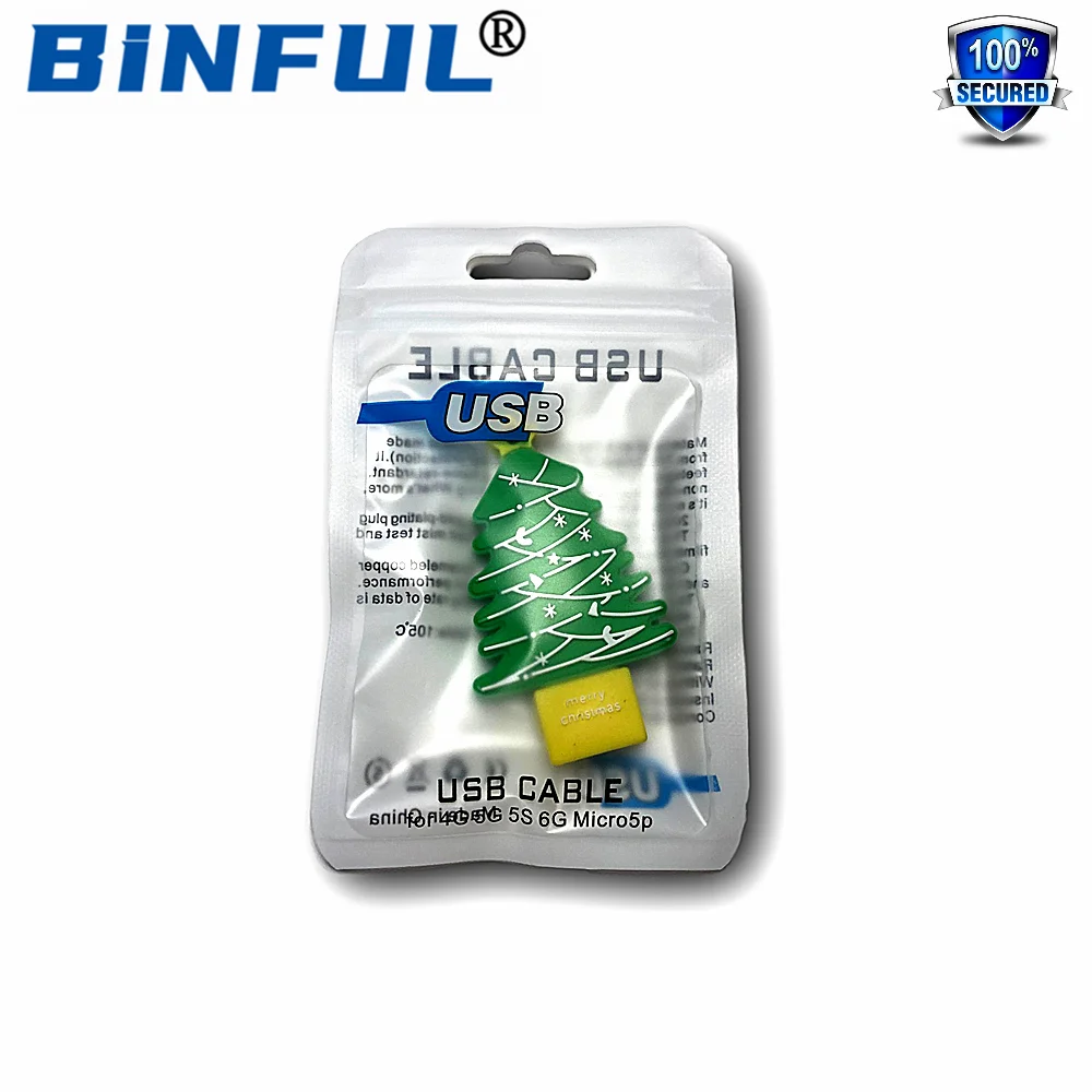 BINFUL-unidad flash USB 3,0 auténtica para árbol de Navidad, pendrive usb de dibujos animados, 8G, 16G, 32G, 64G, 128G, 256GB