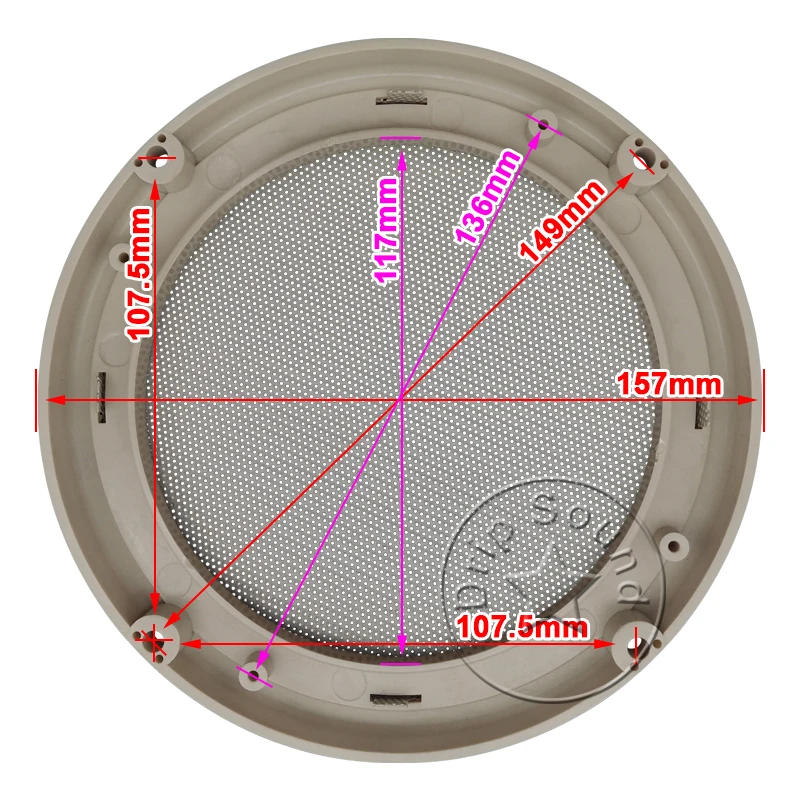 For 5" Inch 157mm Speaker Grill Cover Hige-grade Car Home Audio Conversion Net Decorative Circle Metal Mesh Protection #Beige