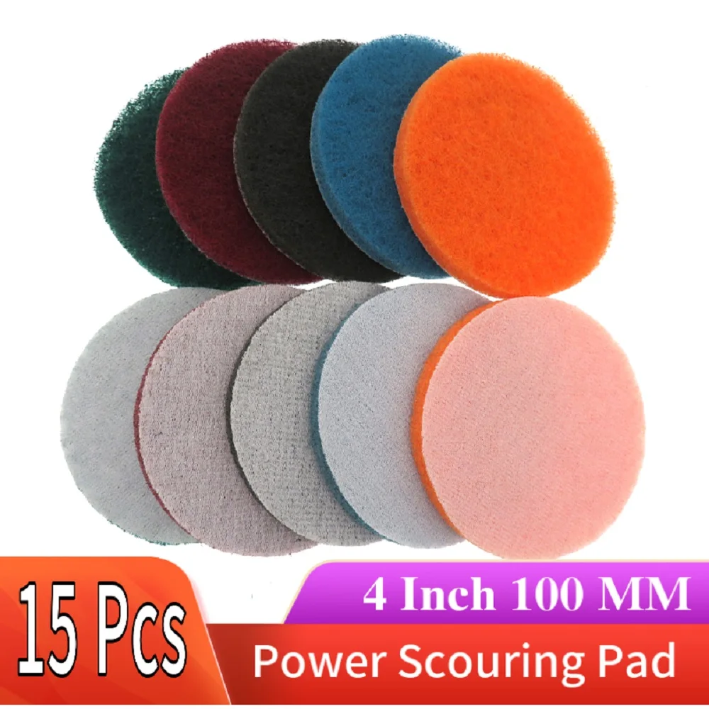 

15 PCS 4 Inch Multi-purpose Flocking Scouring Pad 240-3000 Grit Industrial Heavy Duty Nylon Cloth for Polishing & Grinding