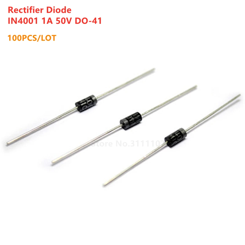 100PCS/LOT 1N4001 Rectifier Diode IN4001 1A 50V DO-41