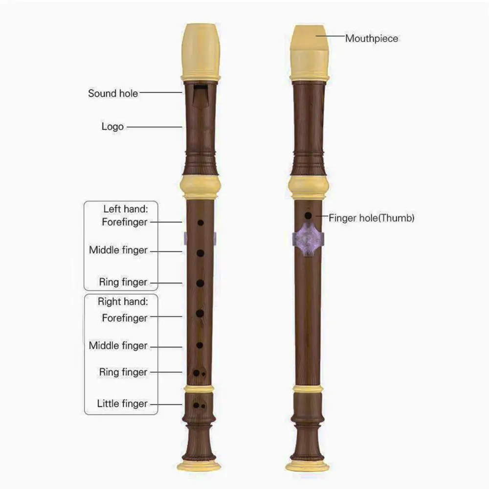 German-style 8 Holes Recorder Soprano Clarinet Chinese Vertical Dizi ABS Resin Plating Wood Grain Flute C Key Music Instrument