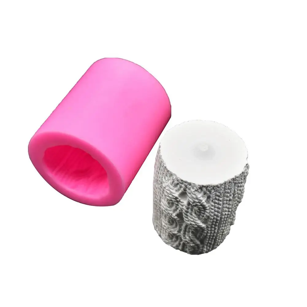 3D Knitting Wool Cylinder Silicone Candle Silicone Mould Lines Cylinder Shape DIY Candle Mold Craft Tools Silicone Mold