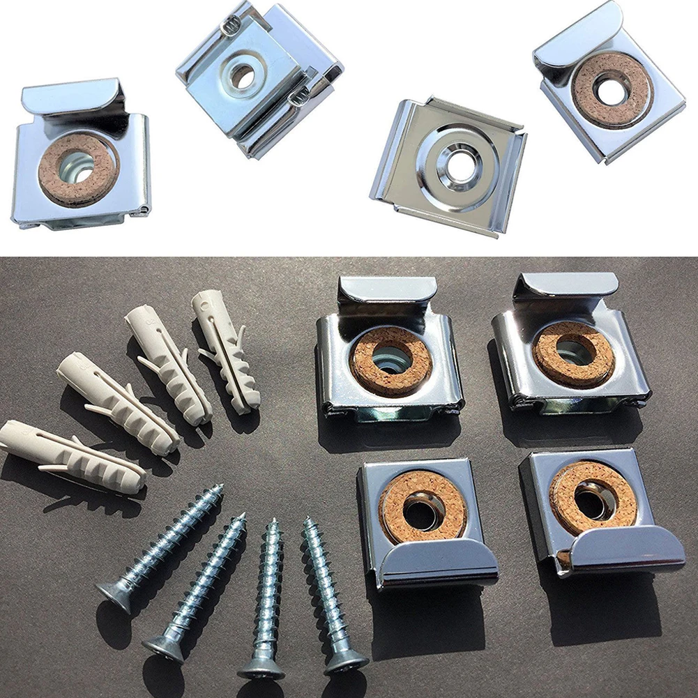 4PCS/Set Bathroom Durable Mirror Clips Adjustable Bedroom Hanger Spring Loaded Wall Bracket Multifunctional Tool