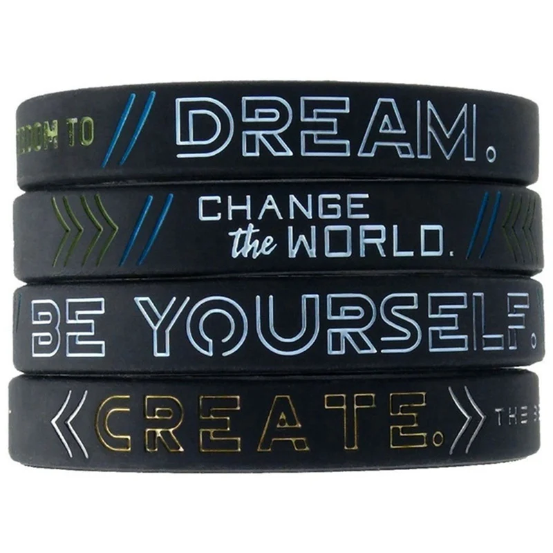 1pc Dream Change the World Be Yourself and Create Inspirational Motivational Silicone Wristbands in Adult Unisex Punk Bracelet