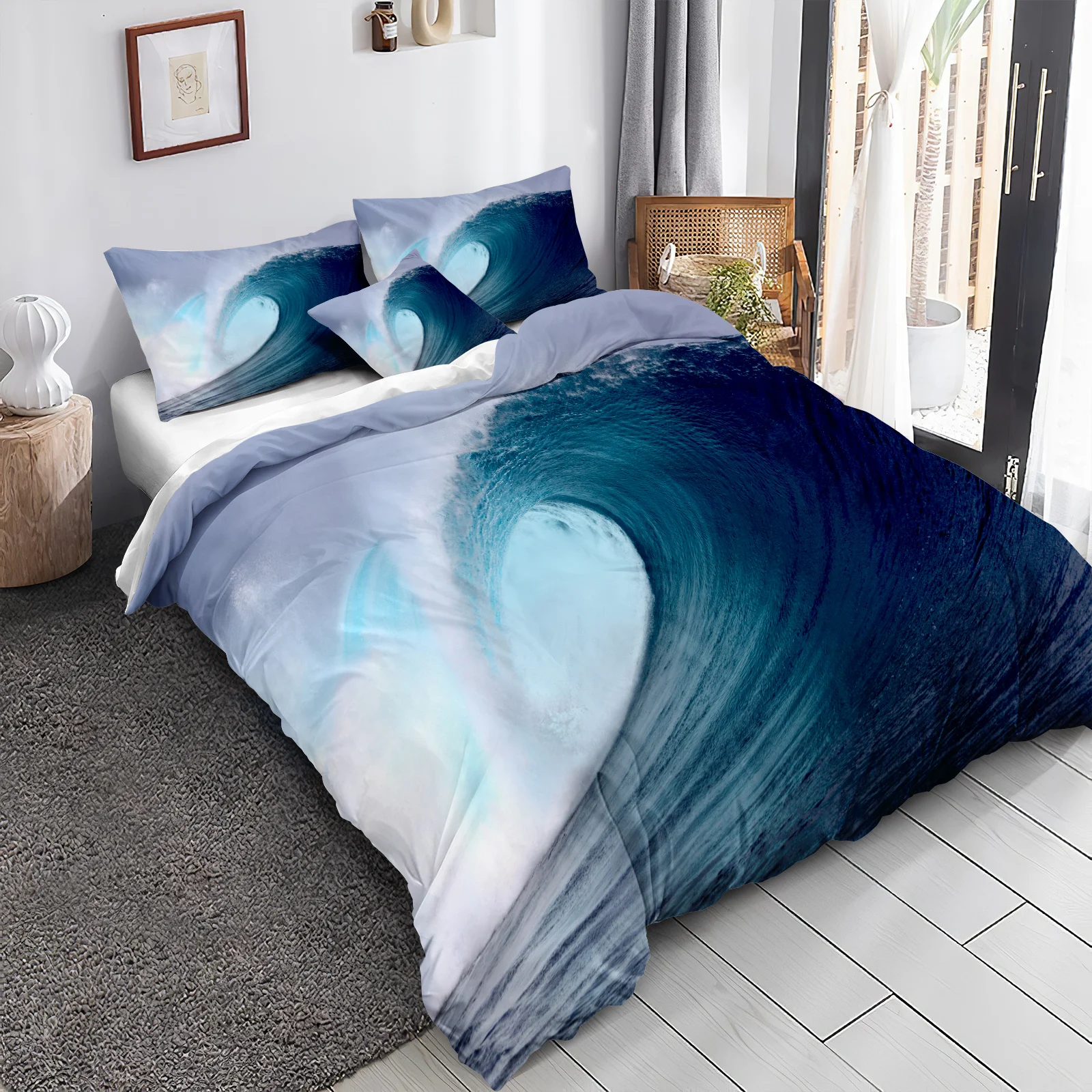 Ocean Themed Bedding Ocean Wave Bedding Blue Sea Wave Printed Ocean Boys Girls Bedding Dropshipers Bedding Sets