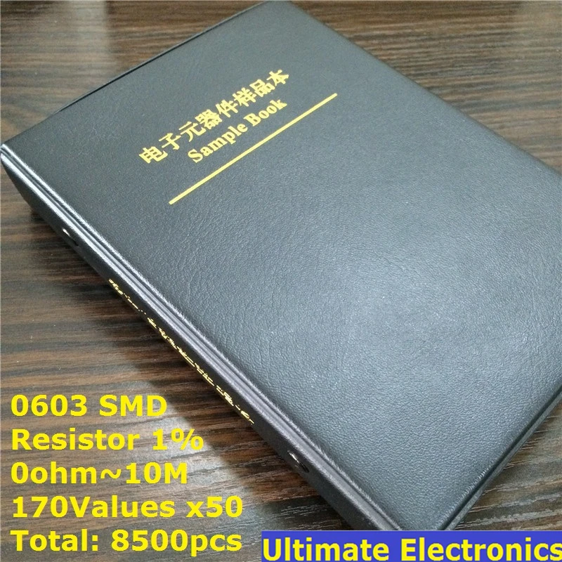 

0603 1/10W SMD Resistor Sample Book 170values*50pcs=8500pcs 1% 0ohm to 10M Chip Resistor Assorted Kit