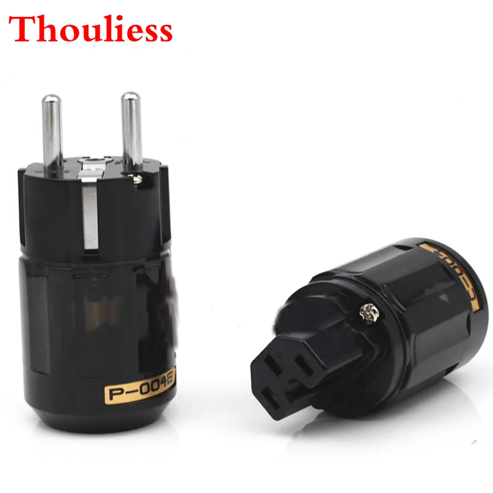 Thouliess pair HIFI Rhodium Plated P-004E Schuko EU EUR Power Plug Adapter C-004 IEC Connector for AC Power Cord Audio Connector