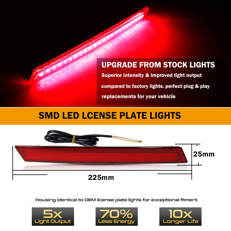 For Cadillac XTS Bumper Reflector Lights,Function as Tail/Brake, Turn Signal Lights & Rear Fog Lamps 2013-2017