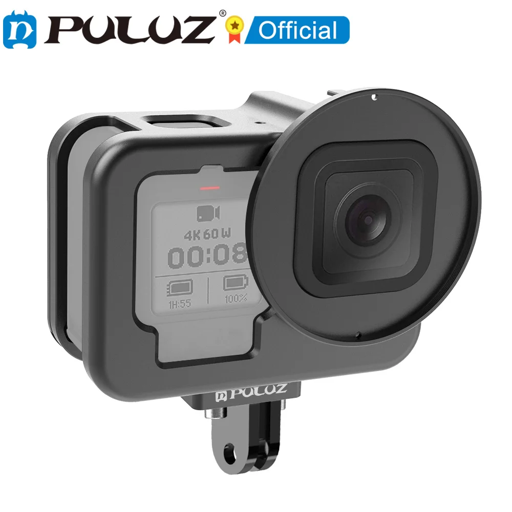 

PULUZ for GoPro HERO10 Black HERO9 Black Thin Housing Shell CNC Aluminum Alloy Protective Cage with Insurance Frame 52mm UV Lens