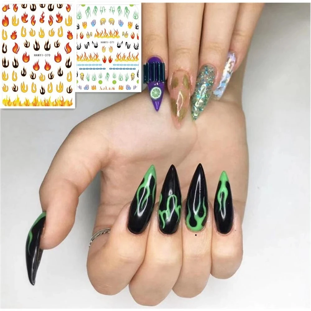 

1 PC Newest Flame Design 3D Self Adhesive Decal Slider DIY Manicure Decoration Tools Nail Art Stickers HANYI 370 371