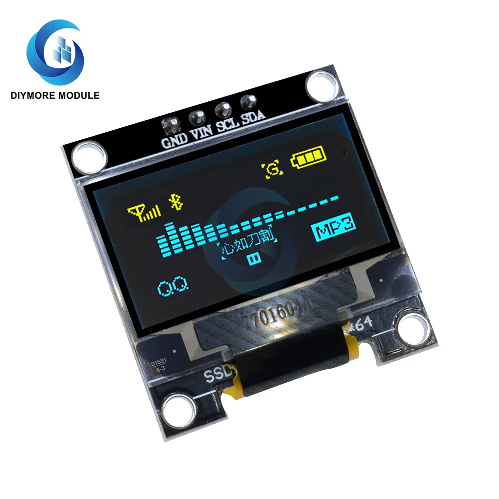 0.96 inch 128*64 OLED Display Module Blue/White/Yellow Driver Controller LCD Screen IIC I2C Interface 4 Pin For Arduino