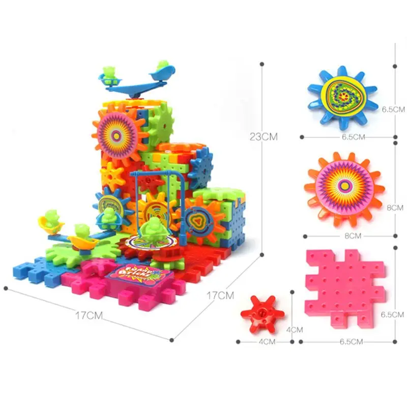 81 PCS ingranaggi elettrici kit di costruzione di modelli 3D blocchi di mattoni di plastica giocattolo educativo-colori casuali