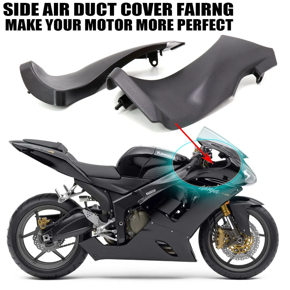 Left Right Side ABS Black Air Duct Tube Cover Fairing For KAWASAKI Ninja ZX6R ZX636 2005-2006