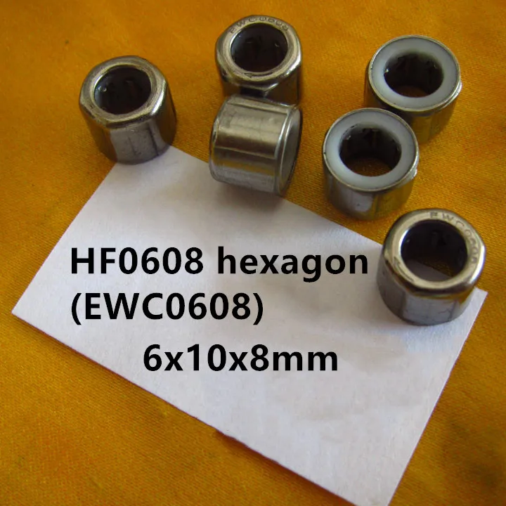 100pcs HF0608 EWC0608 One way clutch needle roller bearing smooth hexagon  6x10x8 mm  Fishing gear bearings 6mm * 10mm * 8mm