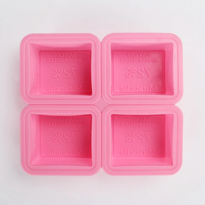 4Cavity Handwork DIY Soap Mold 72% Marseille Soap Silicone Mold Handmade Cake Mould Detachable Jelly Pudding Mold