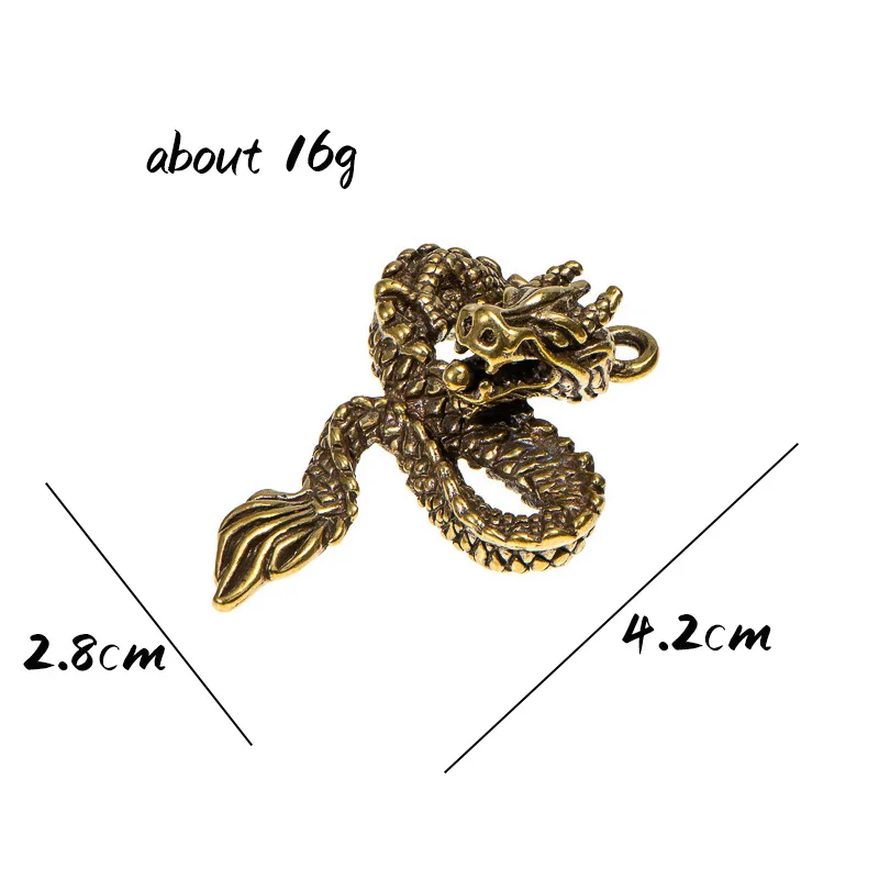 Retro Brass Zodiac Dragon Car Keychain Pendant Copper Dragon Head Snake Tail Python Dragon Bag Hanging Gifts