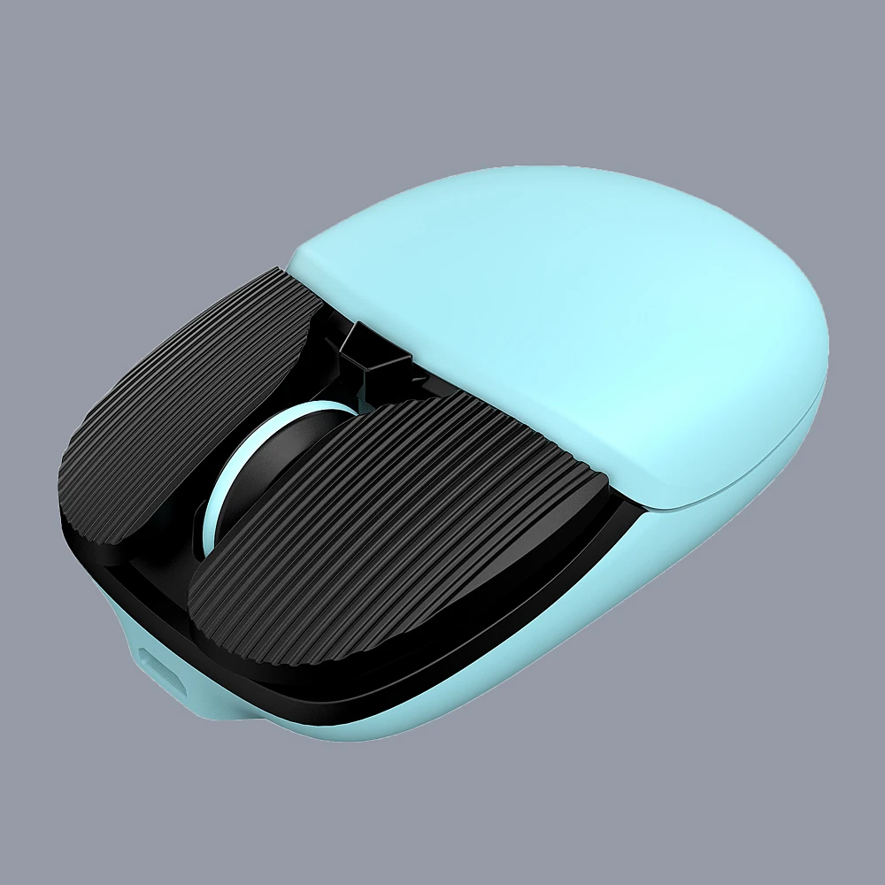 MXRSKEY Shell 2.4G Wireless Mouse 2.4G/Bluetooth Dual Mode Bluetooth Connection Function Multi-system Compatible Yellow Cyan