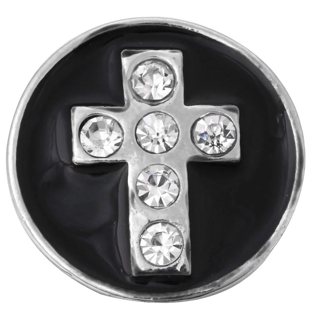 6pcs/lot New Snap Jewelry Rhinestone 18mm Cross Snap Buttons Fit 20mm 18mm Snap Button Bracelet Interchangeable Jewelry