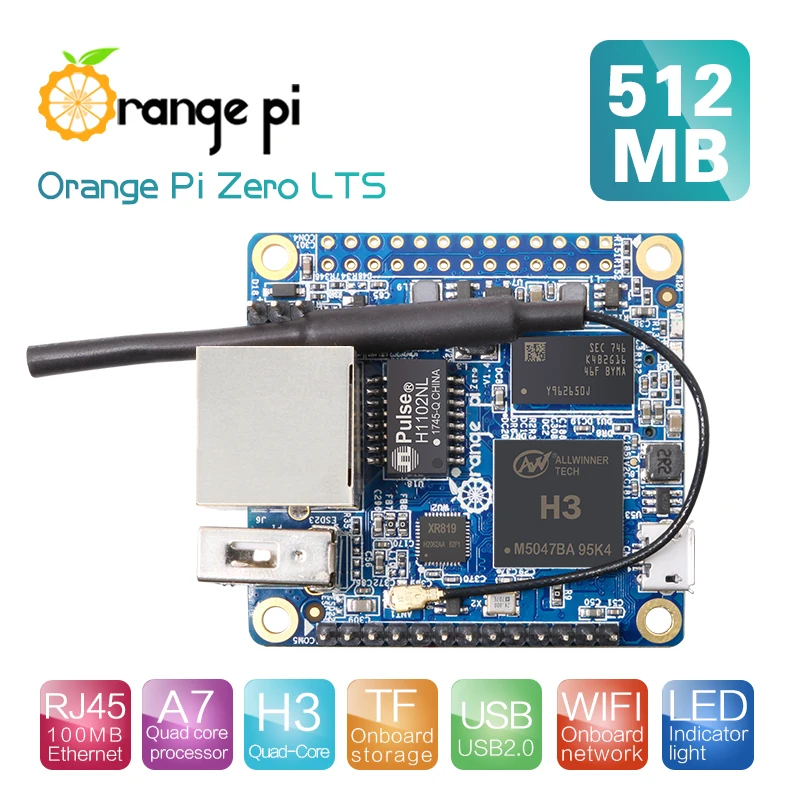 Orange Pi Zero LTS 512MB H3 クアッドコア、オープンソース シングル