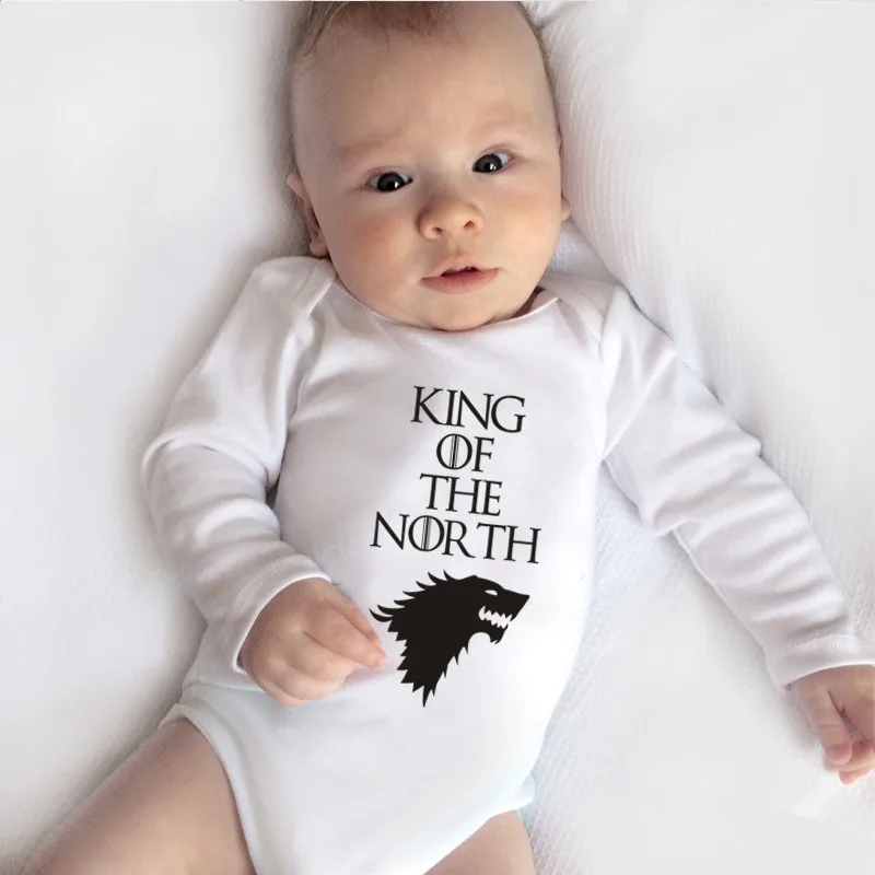 King Of The North Print Baby Clothes Cotton Long Sleeve Baby Bodysuit Newborn Boy Bodysuit Cute Boys Clothes 0-18M