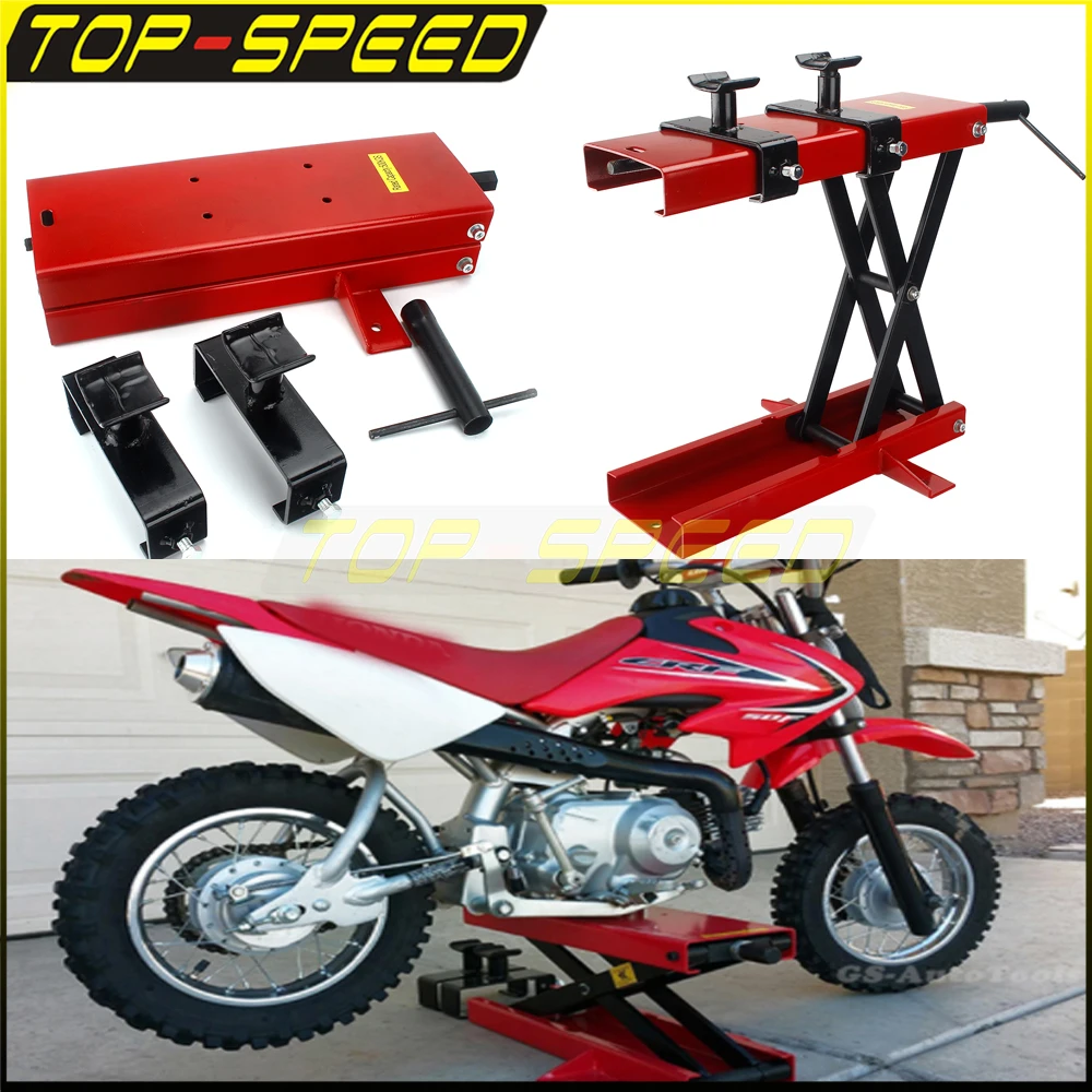 1100 LBS Jack Stand Motorcycle Alloy Steel ATV Scissor Lift w/ Saddle Safety Pins Motocross Repair Frame Center Scissor