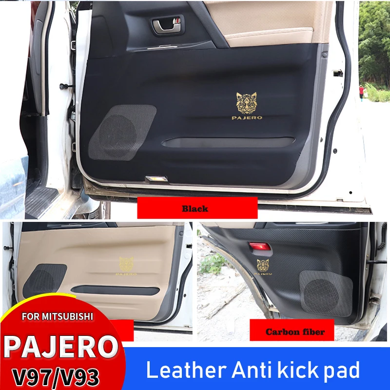 For Mitsubishi Pajero Door Protection Anti Kick Pad Car Styling V77 V75 V73 Leather Protective Stickers Interior Accessories