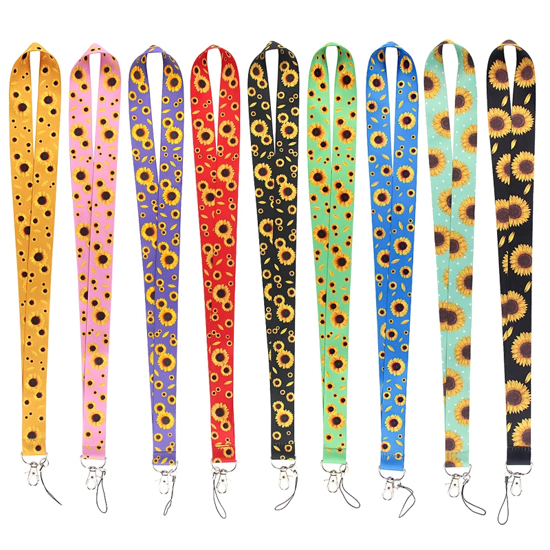 Ransitute R1269 Hidden Disability Sunflower Creative Badge ID Lanyards Mobile Phone Rope Key Lanyard Neck Straps Accessories