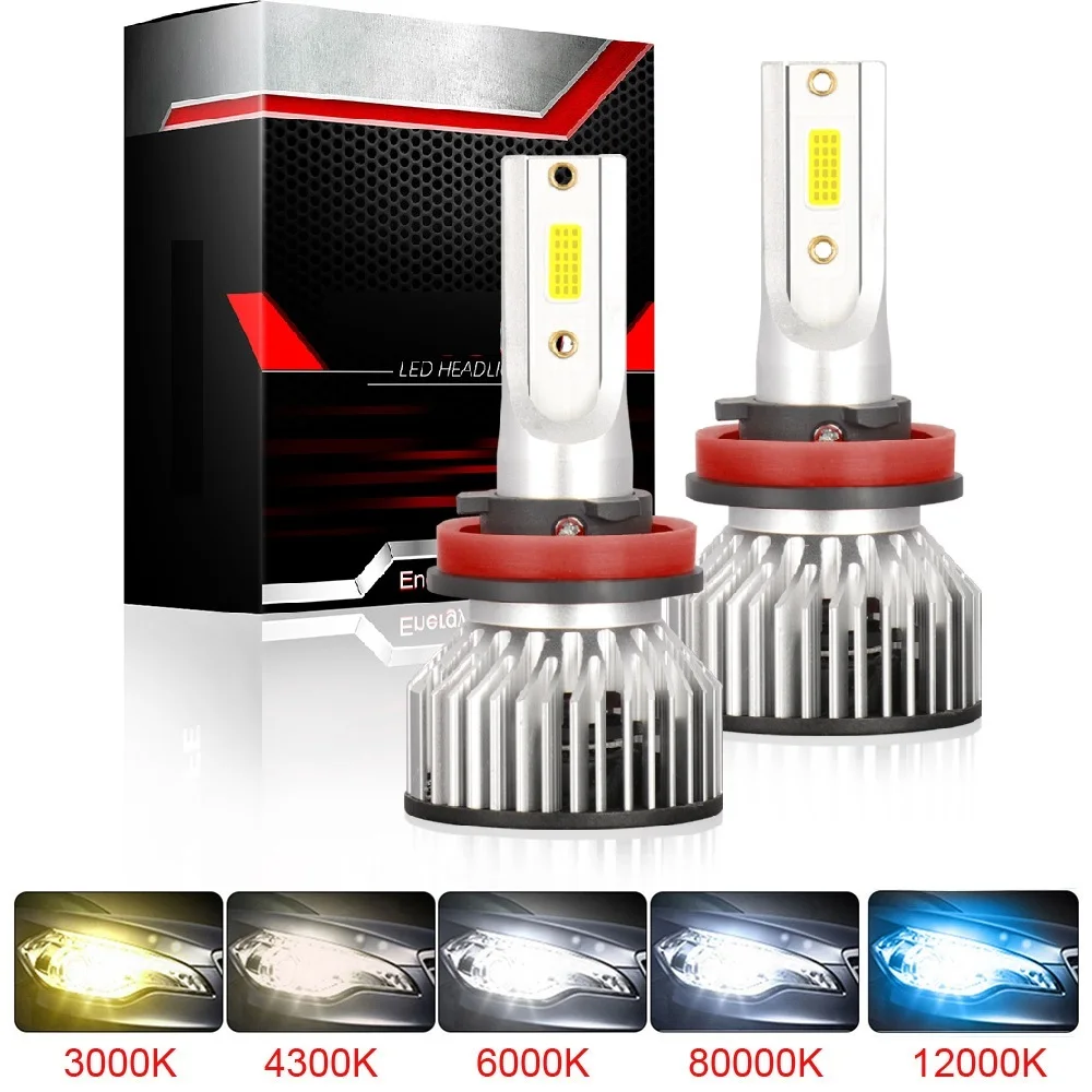 H7 Led Headlight Bulbs H11 H8 H9 H4 Led Lamp H1 9005/HB3 9006/HB4 Led 12000K Ice blue 6000K 12000/LM 80W Car Headlight Bulbs F2