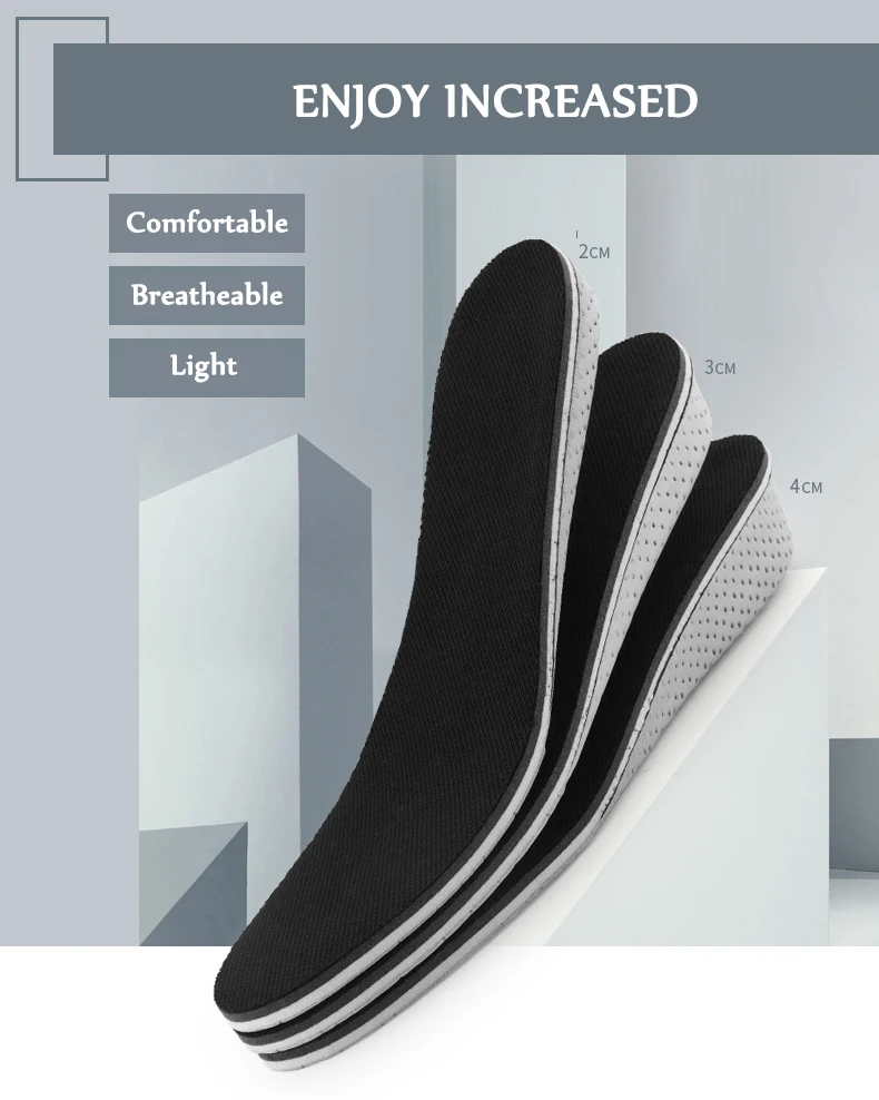 1 Pair Breathable Light Comfortable Half Full Pad Cushion Height-increase Insert Unisex EVA Shoe Insoles 1.5-4cm