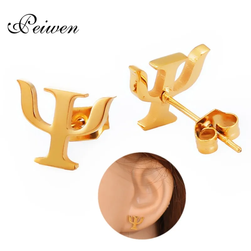 

Psychology Medical Earrings Gold Silver Color Studs For Women Fashion Earrings Stainless Steel Fashion Jewellry Gift