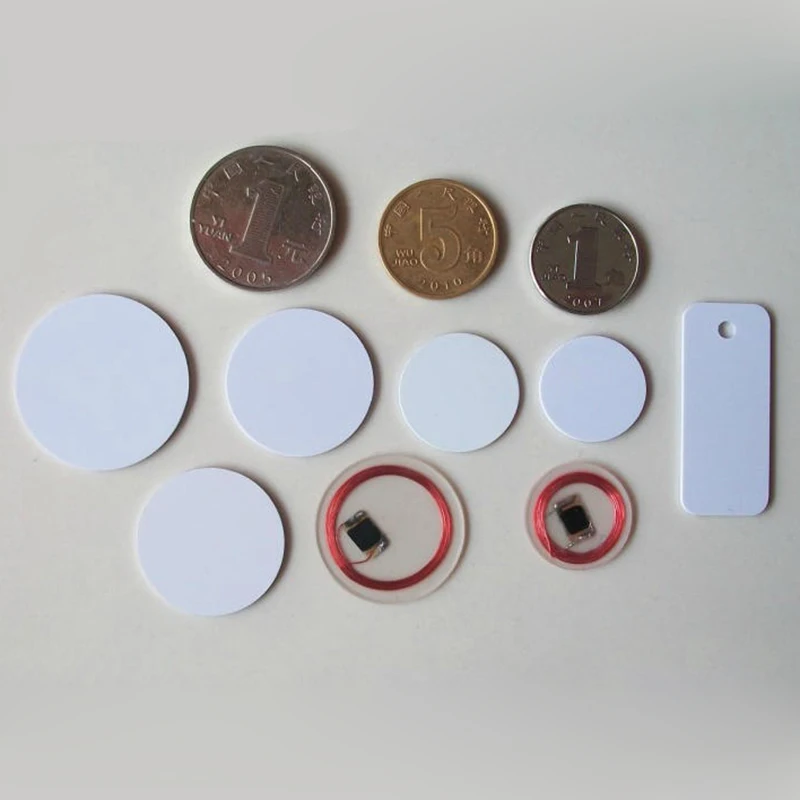 100pcs Diameter 25mm 13.56MHz ISO15693 Round IC Icode2 Coin Cards Anit-Metal RFID PVC Stickers