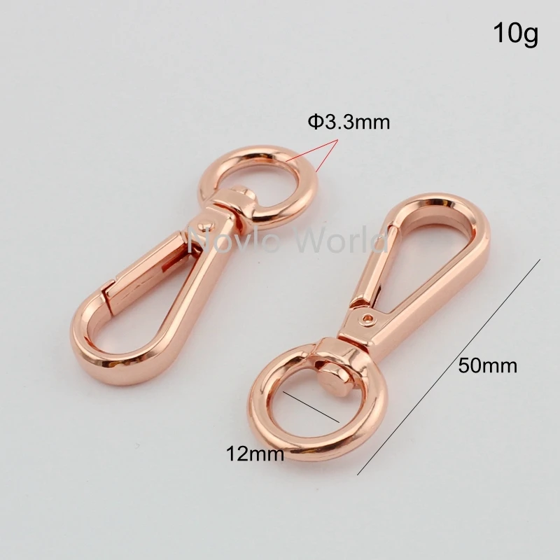 Nolvo World 5-0-100pcs 6 colors 50*12mm 1/2" metal bags strap buckles lobster clasp Keychain Snap Hook