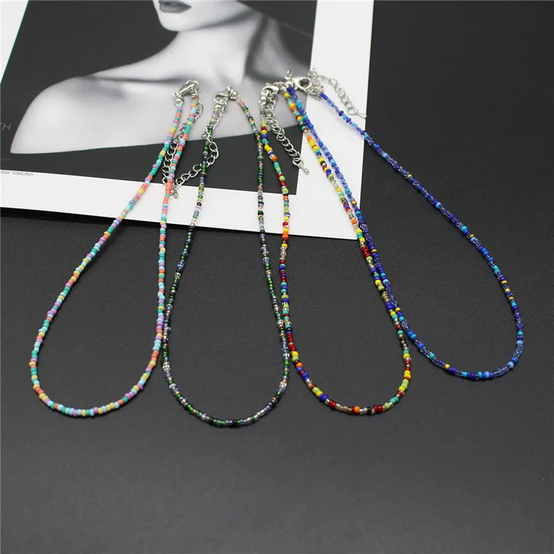 Neue Koreanische Süße Bunte Colliers Kragen Boho Samen Perlen Schlüsselbein Halsketten für Frauen Mädchen Trendy Schmuck – Detail 2