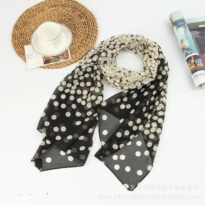 Summer Style Long woman Silk scarves 50*160cm Designer Polka Dots Print Female Summer Sheer scarves