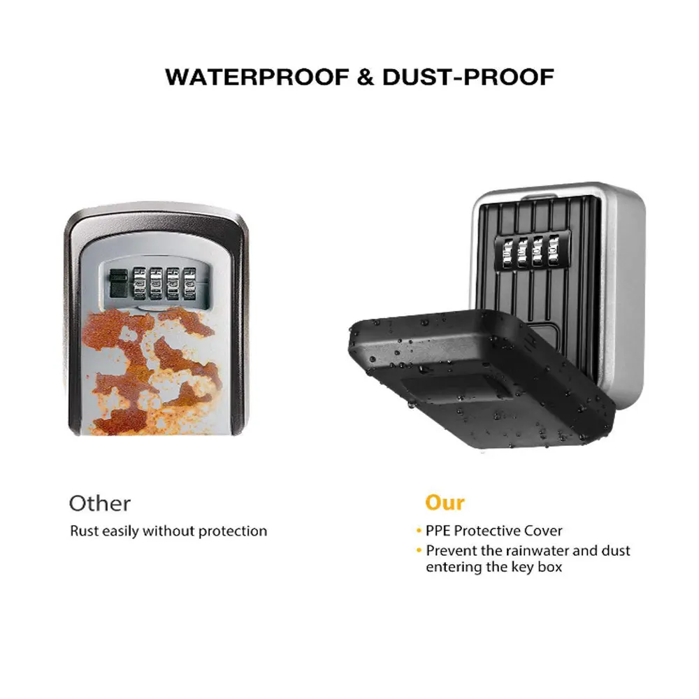 Muur Gemonteerde Key Safe Mini Opslag Key Box Opslag Lock Box Met 4 Cijfercombinatie Waterdichte Cover Voor outdoor Gebruik