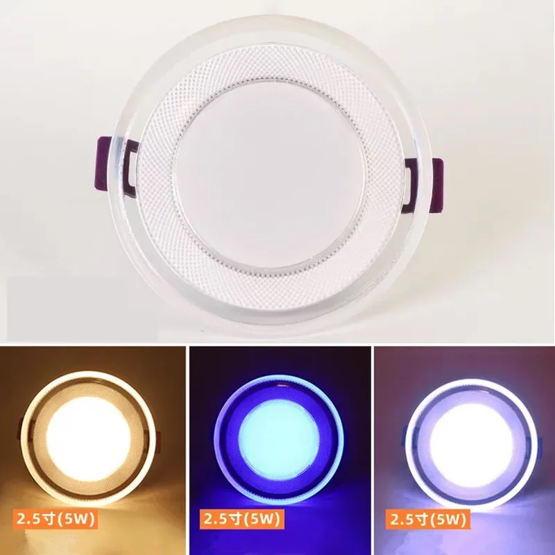 

LED Downlight Color 5W 220V Recessed LED Panel Light guide purple Kitchen living room Indoor recessed lighting
