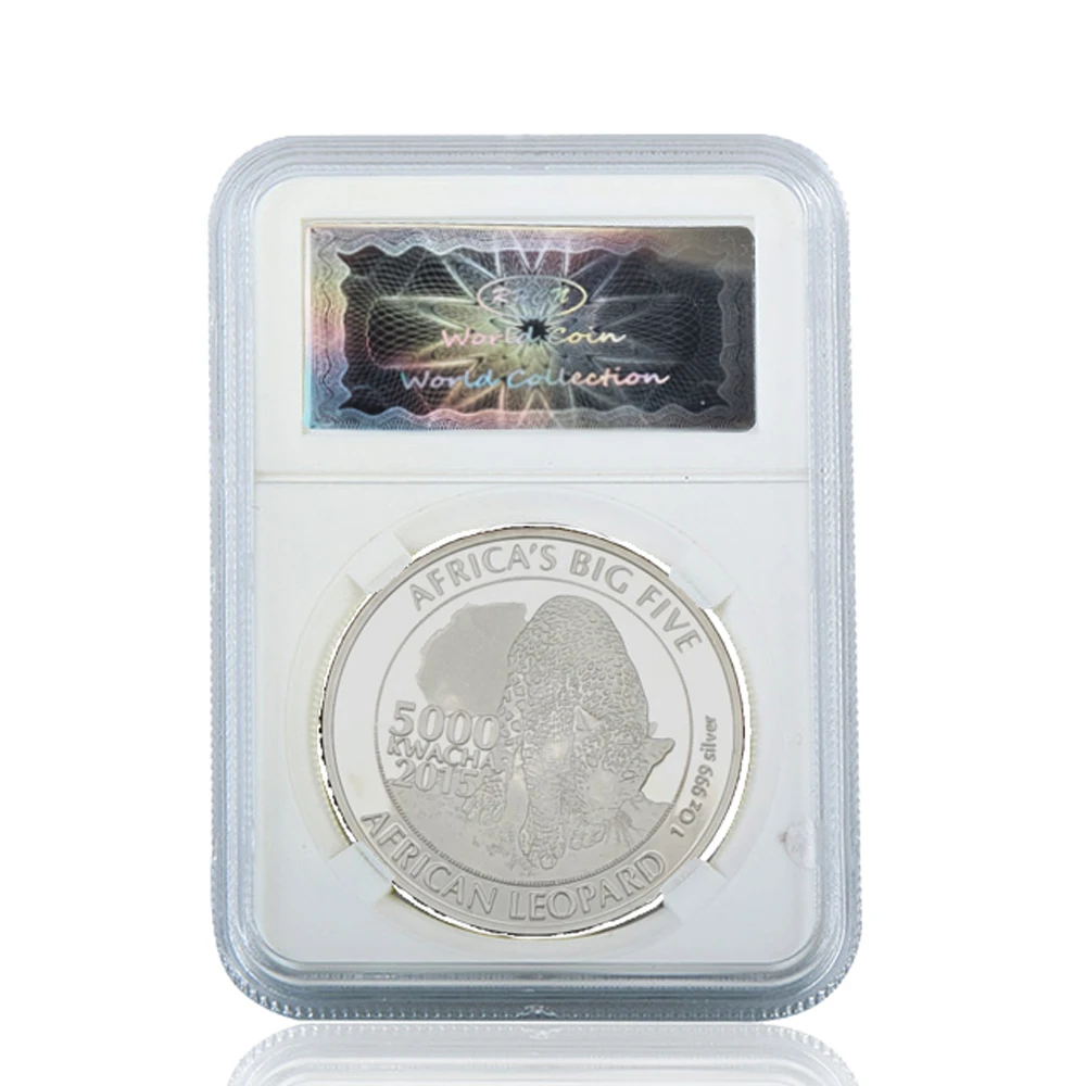 2015 Africa Big Five Leopard Commemorative Challenge Silver Coins Collectibles W/ Acrylic Case