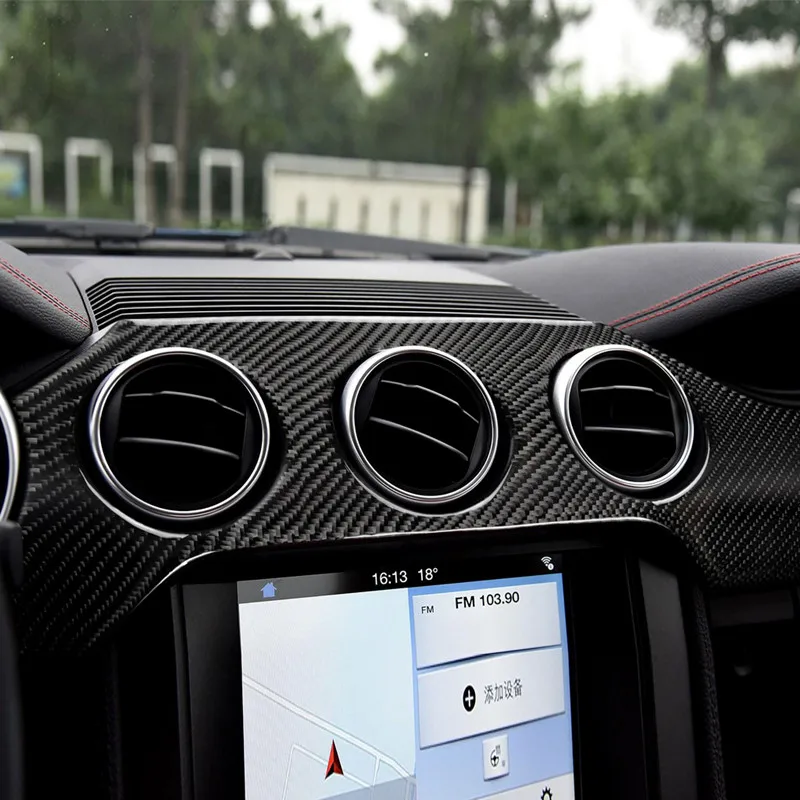 

Car dashboard decoration For Ford Mustang 2015-19 center console carbon fiber sticker interior accessoriesSoft real carbon fiber