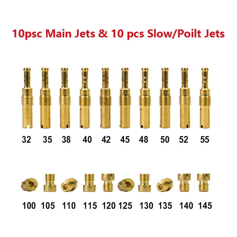 Kit de carburateur à Jet principal, 10 pièces, Jet lent/pilote, pour moto PWK Keihin OKO CVK PWM NSR KSR PWM