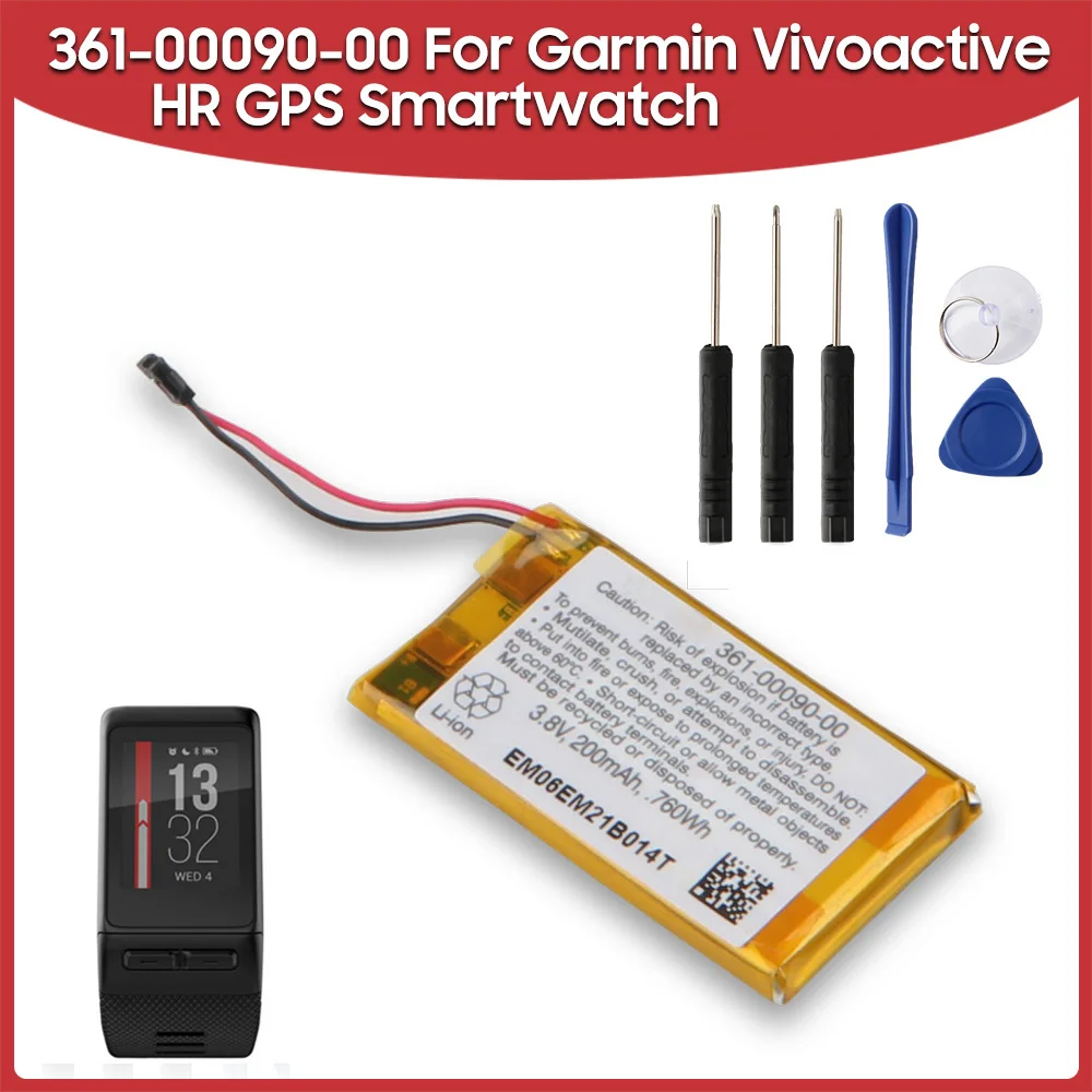 Original Replacement Battery 200mAh 361-00090-00 For Garmin Vivoactive HR GPS Smartwatch Rechargeable battery