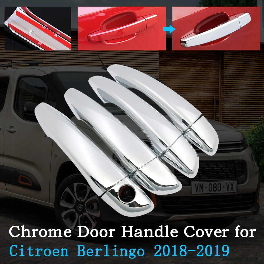 

Chrome Car Door Handle Cover Shell Protector For Citroen Berlingo XL 2018-2020 2019 2020 Trim Exterior Auto Accessories Goods