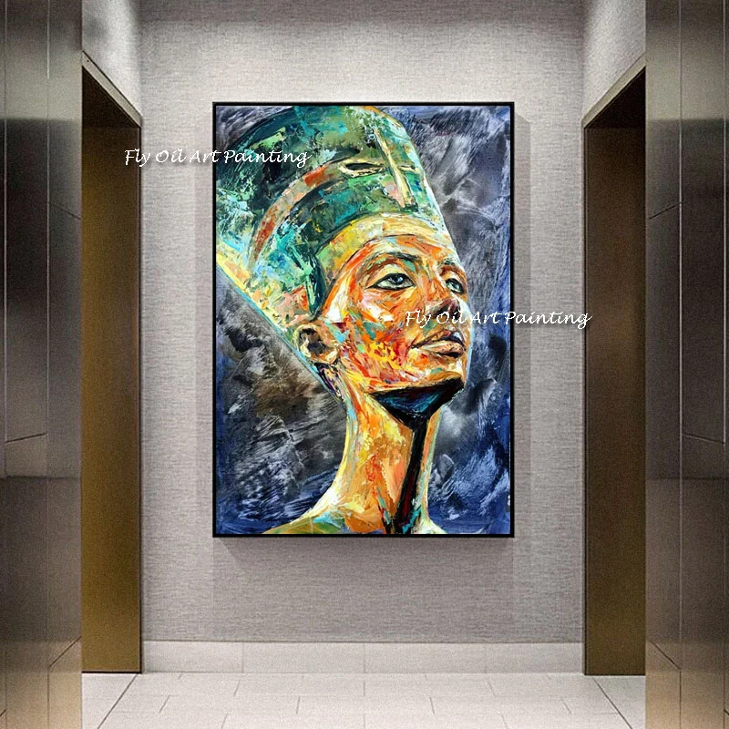 

100% Hand-painted High Quality Africa Woman Portrait Oil Painting on Canvas Africa Woman Knife Wall Pictures for Living Room