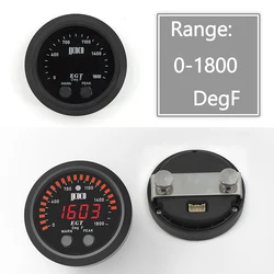 52MM S-Series Exhaust Temperature Gauge Ultra-Thin Round With Red Light LED Display 0-1800 F temperature gauge