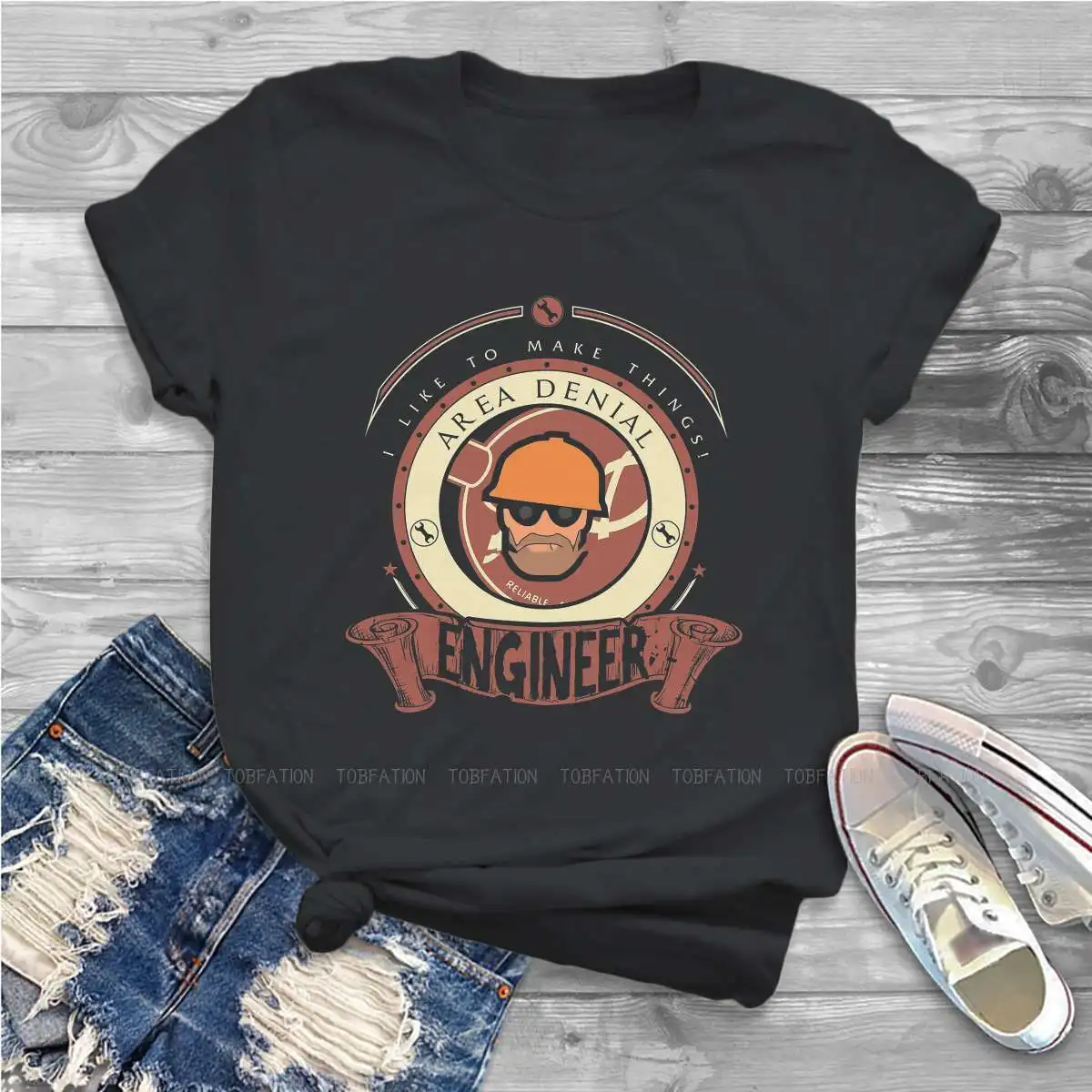 Engineer Cute Girls Women T-Shirt Team Fortress 2 Shooter Game Blusas Harajuku Casual Short Sleeve Vintage Oversized Tops