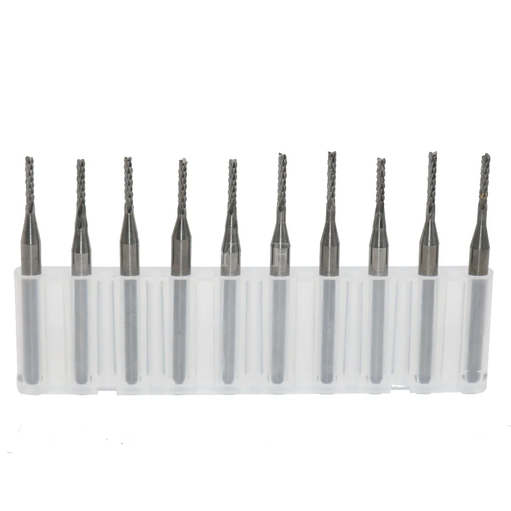 

10 шт., твердосплавные концевые фрезы для гравировки, 1,4x3,175 мм
